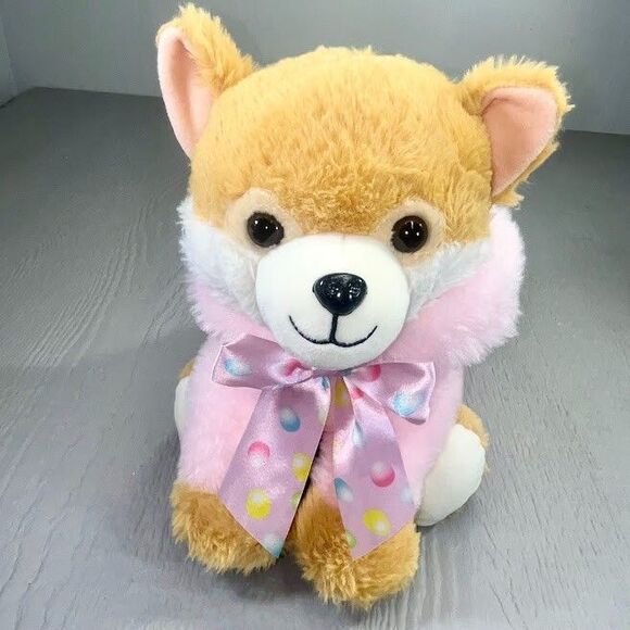 Rare Hugfun Brown Pomeranian Dog In Pink Rabbit Costume 12" - Picture 9 of 15